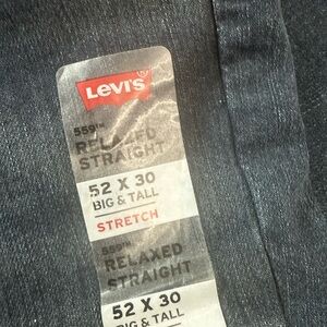 Levis 559 Relaxed Straight Big and Tall Jeans Size 52 30 Stretch Dark Wash